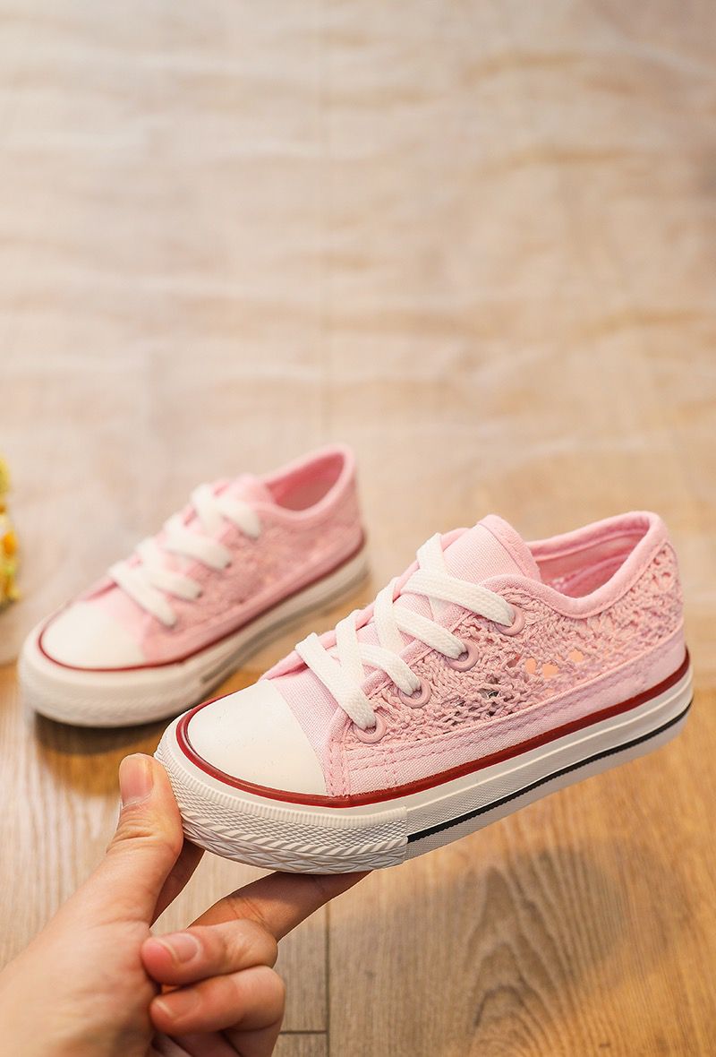Sneaker roze met kant