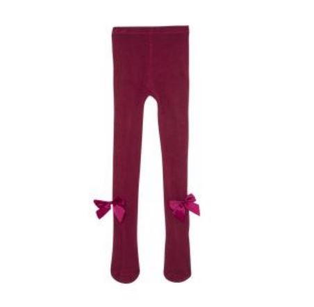 Kousenbroek bordeaux met strik