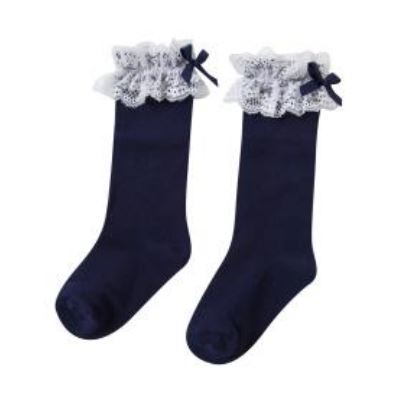 Kniekous donkerblauw met kant