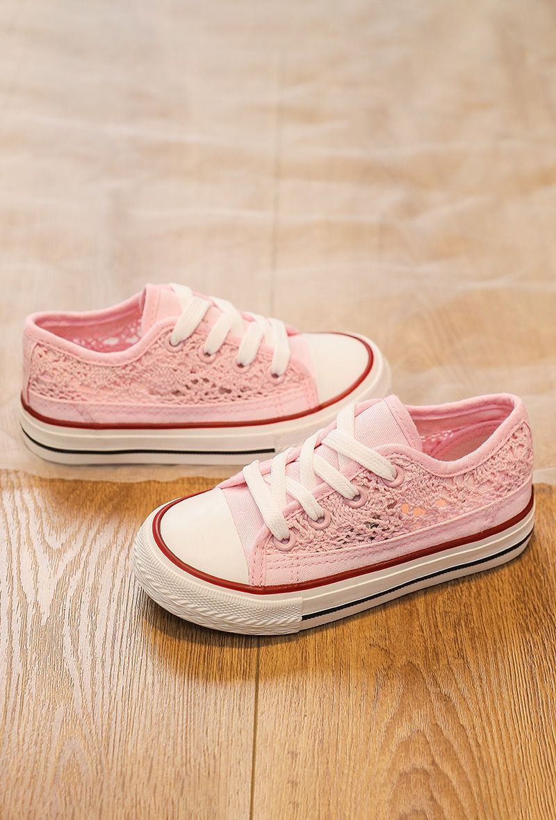Sneaker roze met kant