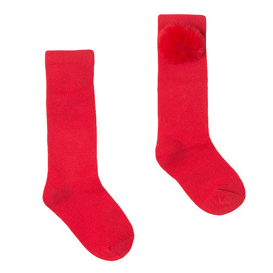 Kniekous rood met pompon