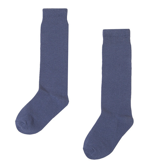 Kniekous jeansblauw effen