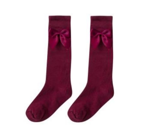 Kniekous bordeaux met strik